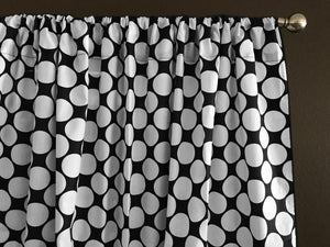 Cotton Curtain Polka Dots Print 58 Inch Wide / Large Dots - White on Black