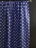 Cotton Curtain Polka Dots Print 58 Inch Wide / White on Navy