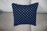Cotton Small Polka Dots Decorative Throw Pillow/Sham Cushion Cover White on Navy
