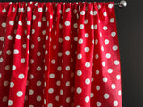 Cotton Curtain Polka Dots Print 58 Inch Wide / White on Red