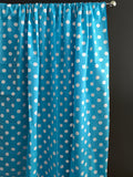 Cotton Curtain Polka Dots Print 58 Inch Wide / White on Turquoise