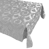 Flocking Damask Taffeta Tablecloth - White on White
