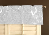 Flocked Damask Window Valance 58" Wide - White on White