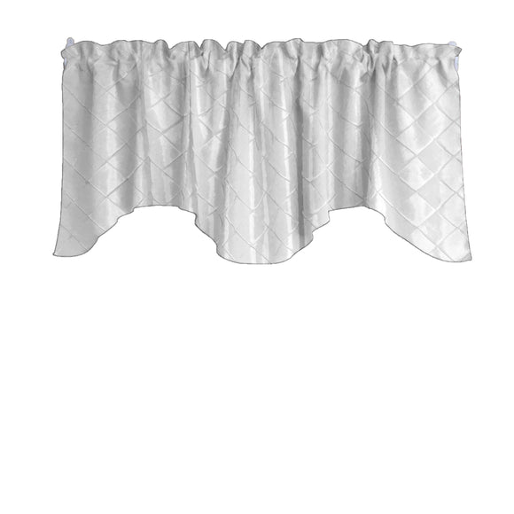 Cross-Stitch Diamond Pattern Pintuck Taffeta Scalloped Valance Curtain Window Treatment Kitchen Home Décor 58
