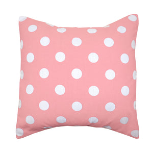Cotton Polka Dots Decorative Throw Pillow/Sham Cushion Cover White on Pink
