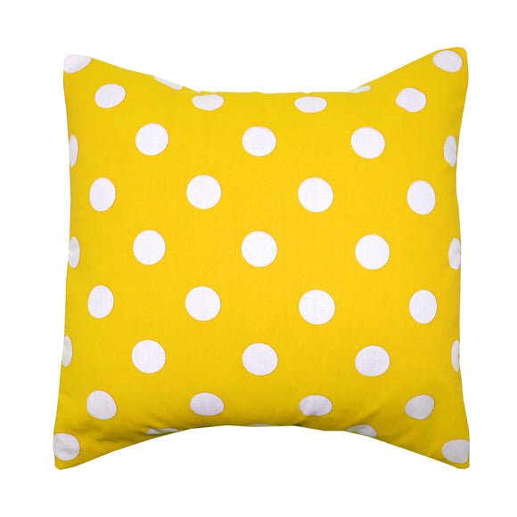 Cotton Polka Dots Decorative Throw Pillow/Sham Cushion Cover White on Yellow