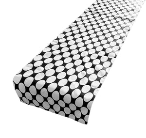 Cotton Print Table Runner Polka Dots Large Circles Dots - White on Black