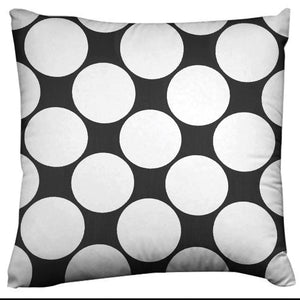 Large Circle Dots Decorative Cotton Throw Pillow/Sham Cushion Cover White on Black