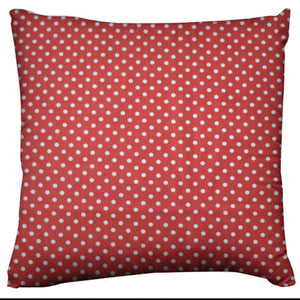 Mini Dots Decorative Cotton Throw Pillow/Sham Cushion Cover White on Red