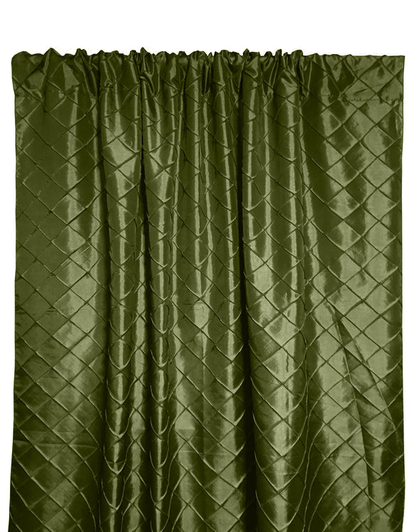 Pintuck Taffeta Cross Stitch Pattern Single Curtain Panel 54 Inch Wide Olive