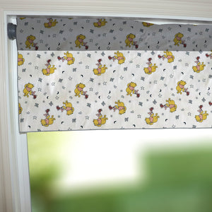 100% Cotton Window Valance 42" Wide Winnie the Pooh and Pigglet Night Time Stroll