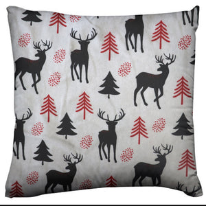 Flannel Throw Pillow/Sham Cushion Cover Christmas Winter Deer and Tree White