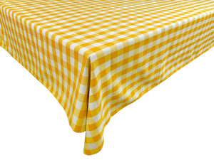 Polyester Poplin Gaberdine Durable Tablecloth Gingham Checkered Plaid - Dark Yellow