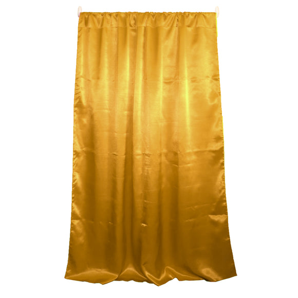 Shiny Satin Solid Single Curtain Panel Drapery 58 Inch Wide Yellow