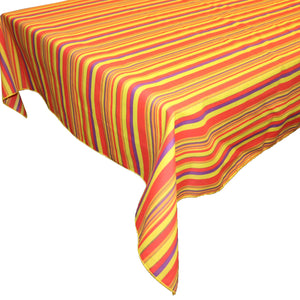 Cotton Tablecloth Stripes Print / Multi Stripe Yellow Red
