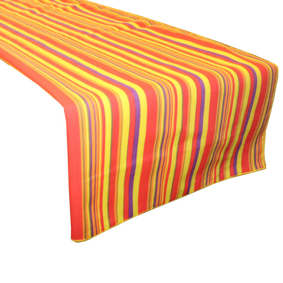 Cotton Print Table Runner Multi Stripes Yellow Red