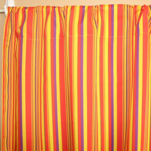 Cotton Curtain Stripe Print 58 Inch Wide / Multi Stripe Yellow Red