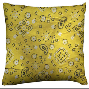 Cotton Bandanna Print Floral Decorative Throw Pillow/Sham Cushion Cover Yellow