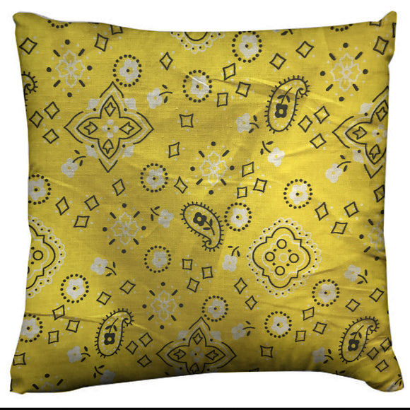 Cotton Bandanna Print Floral Decorative Throw Pillow/Sham Cushion Cover Yellow