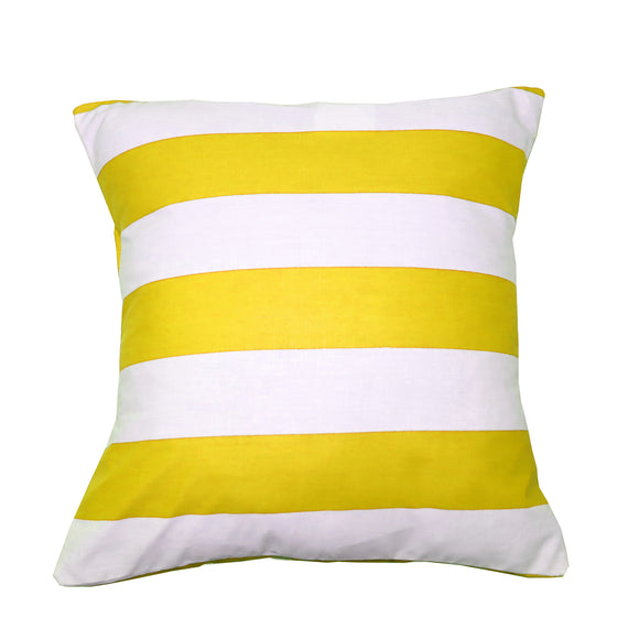Cotton 2 Inch Stripe Decorative Throw Pillow/Sham Cushion Cover Yellow & White