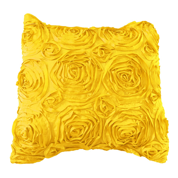 Satin Rosette Decorative Throw Pillow/Sham Cushion Cover Bright Yellow