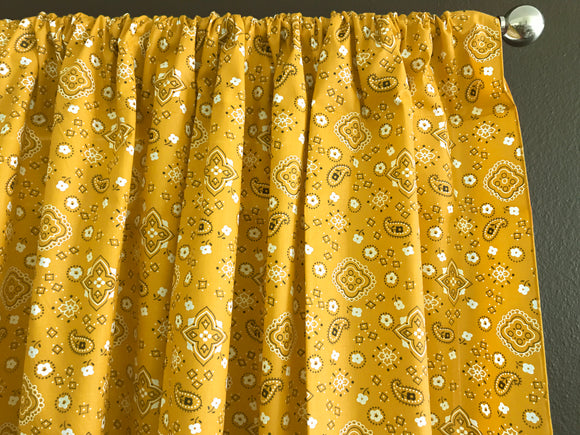 Cotton Curtain Floral Paisley Bandanna Print 58 Inch Wide Yellow