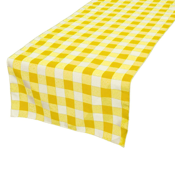 Cotton Print Table Runner Gingham Checkered Yellow