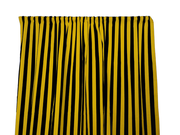 Cotton Curtain Stripe Print 58 Inch Wide / 1 Inch Stripe Yellow and Black