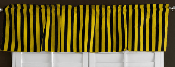 Cotton Window Valance Stripe Print 58 Inch Wide / 1 Inch Stripe Yellow and Black
