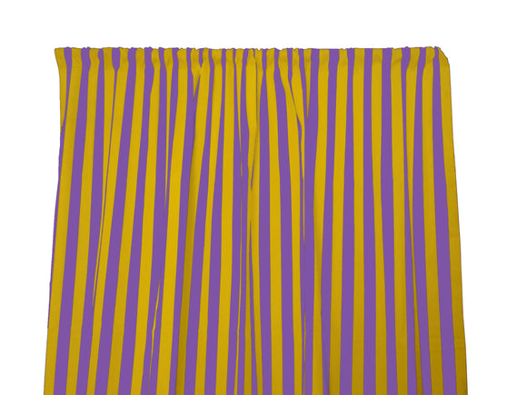 Cotton Curtain Stripe Print 58 Inch Wide / 1 Inch Stripe Yellow and Purple