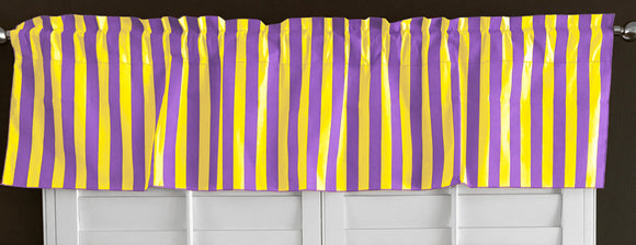 Cotton Window Valance Stripe Print 58 Inch Wide / 1 Inch Stripe Yellow and Purple