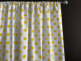 Cotton Curtain Polka Dots Print 58 Inch Wide / Yellow on White