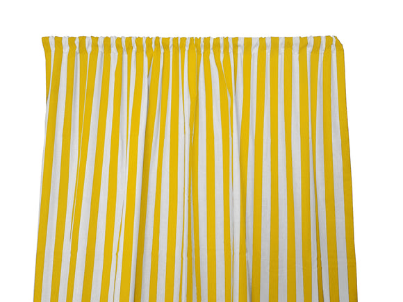Cotton Curtain Stripe Print 58 Inch Wide / 1 Inch Stripe Yellow and White