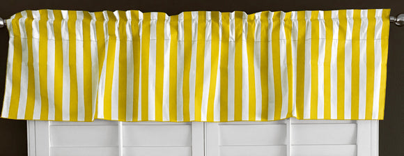 Cotton Window Valance Stripe Print 58 Inch Wide / 1 Inch Stripe Yellow and White