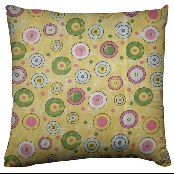 Colorful Circles Decorative Cotton Throw Pillow/Sham Cushion Cover Yellow