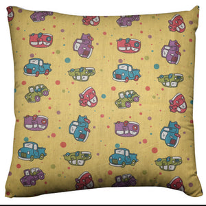 Cars and Trucks Decorative Cotton Throw Pillow/Sham Cushion Cover Yellow