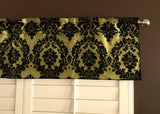 Flocked Damask Window Valance 58" Wide - Yellow