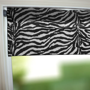 Cotton Window Valance Animal Print 58 Inch Wide Zebra Stripes - Black