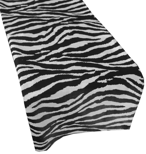 Cotton Print Table Runner Animal Zebra Stripes Black White