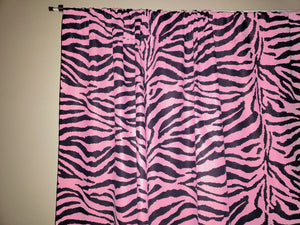Cotton Curtain Animal Print Zebra Stripes 58 Inch Wide - Pink