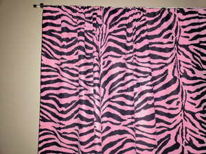 Cotton Curtain Animal Print Zebra Stripes Pink 58 Inch Wide