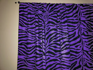 Cotton Curtain Animal Print Zebra Stripes 58 Inch Wide - Purple