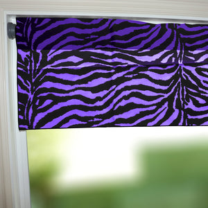 Cotton Window Valance Animal Print 58 Inch Wide Zebra Stripes - Purple