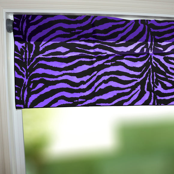 Cotton Window Valance Animal Print 58 Inch Wide Zebra Stripes Purple