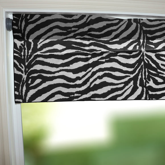 Cotton Window Valance Animal Print 58 Inch Wide Zebra Stripes Black