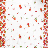 Cotton Tablecloth Fruits Print Apples and Cherries Border White