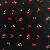 Cotton Tablecloth Fruits Print Big Cherries Border Black