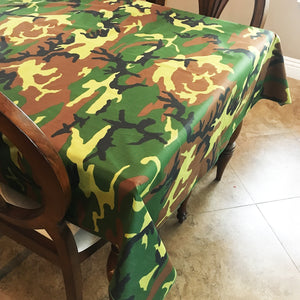 Cotton Tablecloth Camouflage Print - Original Camouflage Green