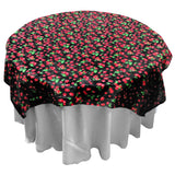 Cotton Tablecloth Fruits Print Cherries Allover Black