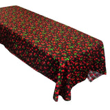 Cotton Tablecloth Fruits Print Cherries Allover Black